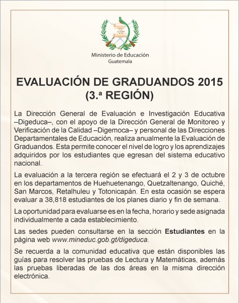 Evaluación graduandos 2015 tercera región